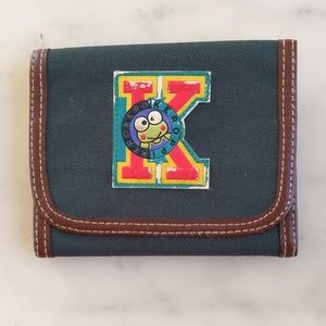 Vintage 1990s Sanrio KerokeroKeroppi Fabric with Leather Trim Folded Wallet.